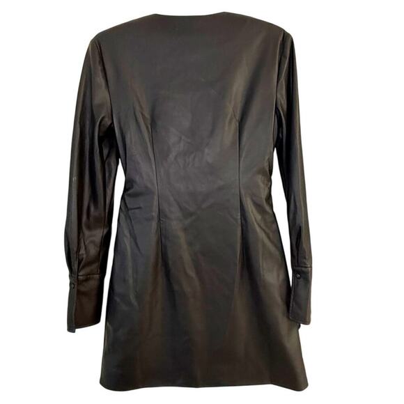 Anine Bing Joey Dress Faux Leather Wrap Mini Black Size Small NEW - Picture 4 of 9